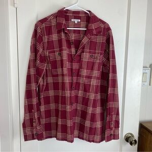 BANKS JOURNAL Men’s Oblivious Long Sleeve Plaid Shirt in Henna size Large